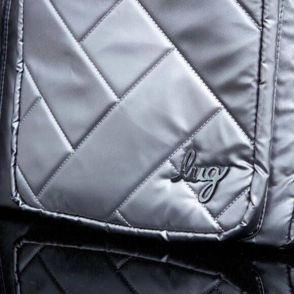 Lug Drifter Quilted Silver Tote Bag With Double Zipper Closure & Multi-Pockets - Picture 3 of 12